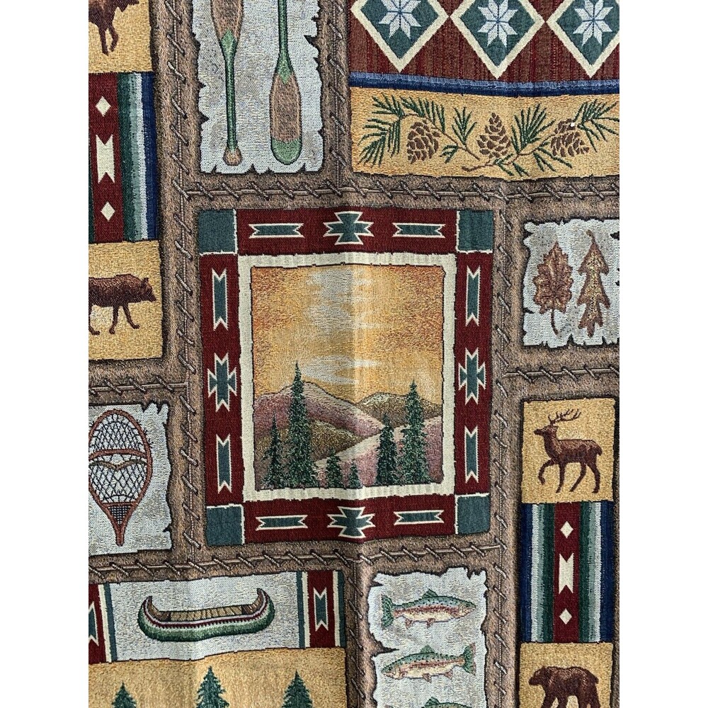 North Woods Woven Tapestry Throw Blanket with Fringe Wall Hanging 51 in. x 68 in - Picture 2 of 4